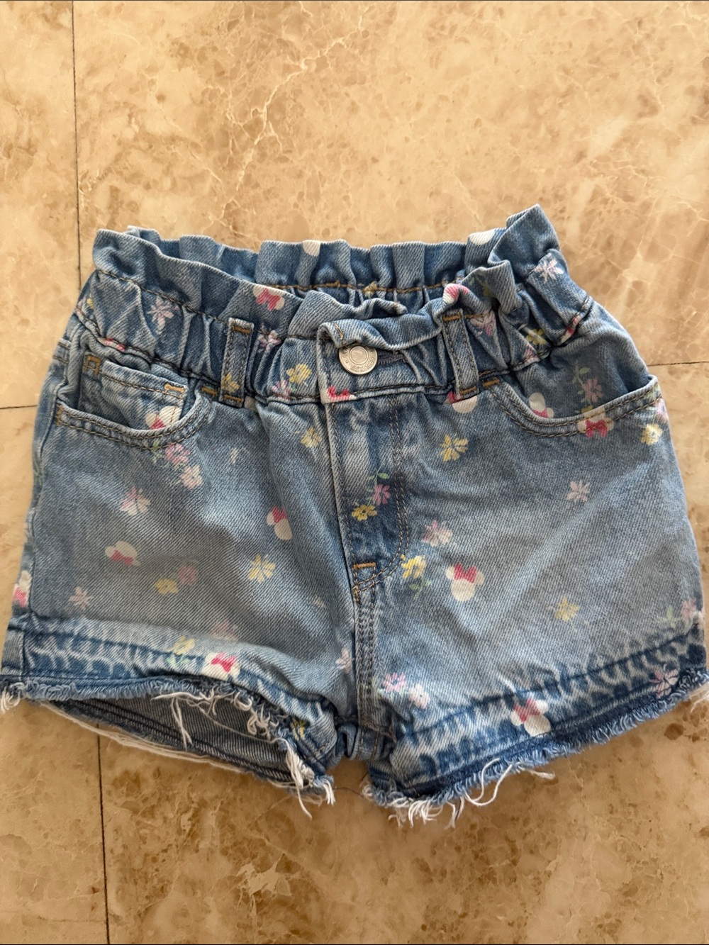 GAP Disney Minnie Light Blue Floral Denim Shorts
